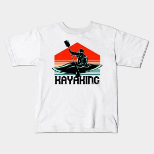 Kayak River Paddling Vintage Kayaking Canoeists Kids T-Shirt